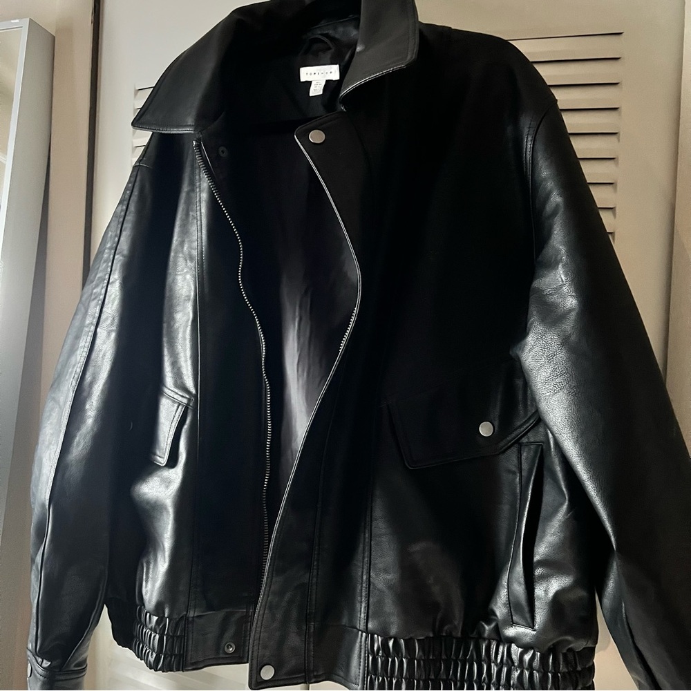 Topshop / Faux Leather Bomber Jacket / large - Picture 3 of 5